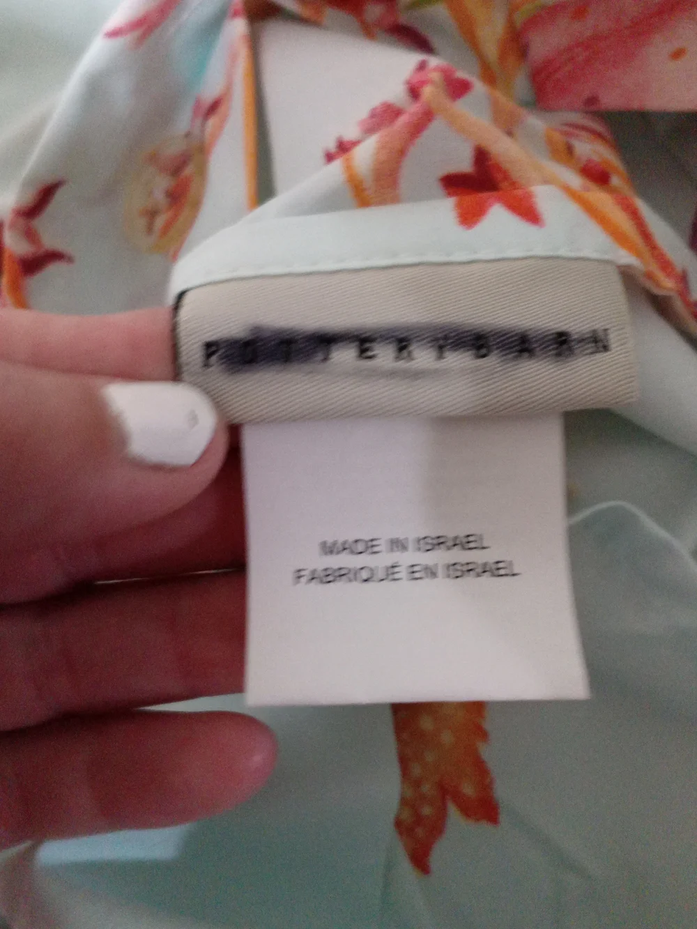 Pottery Barn Light Blue Duvet Cover with Coral Botanical Print Twin Rare